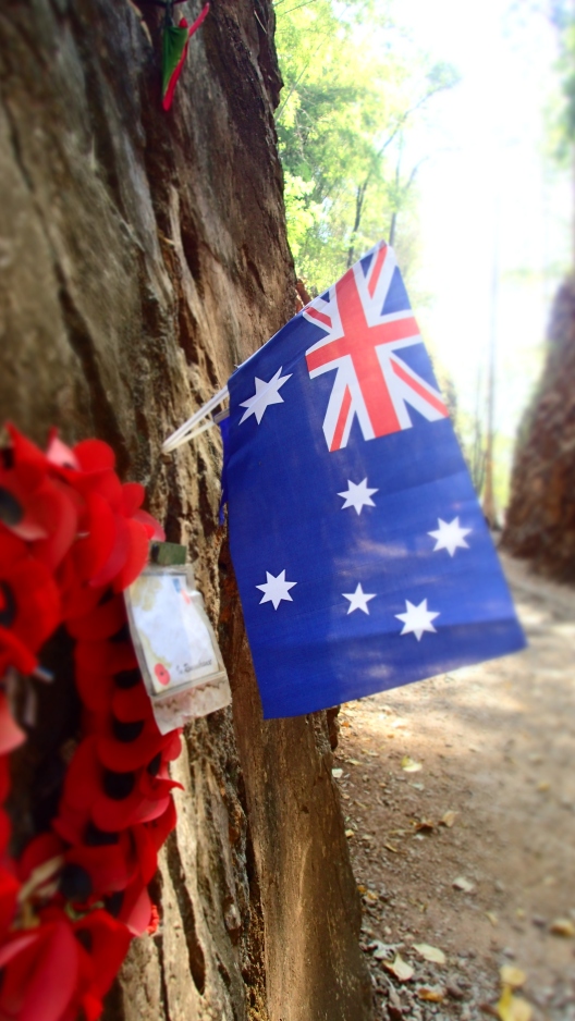 New Zealand flag in memory of those that died, Hellfire Pass, Thailand